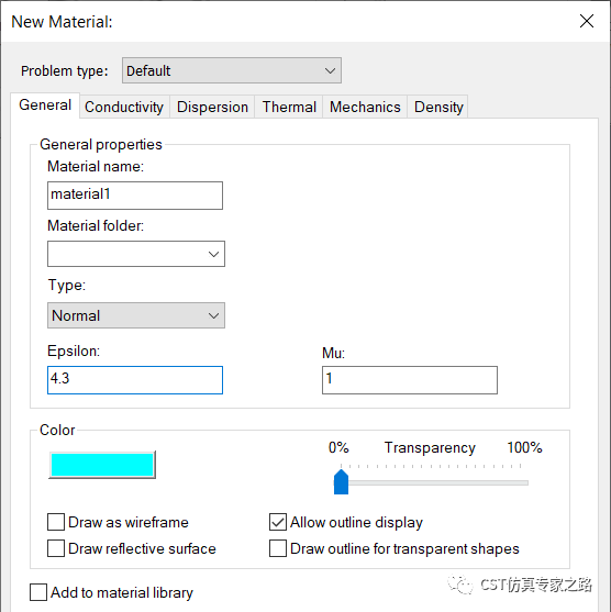 CST中，如何定義復介電常數 - 電導率Cond與損耗角TanD